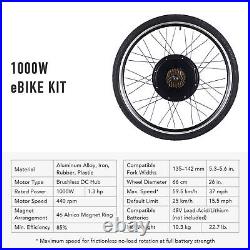 Electric Bike Conversion Kit 26 Rear Wheel 1000W Hub Motor LCD PAS eBike Set