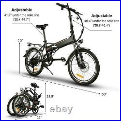 Electric Bike Mountain e-bike, 20'' Electric Assisted Bicycle 350W Motor, 7 Speed