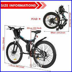 Electric Bikes Mountain Bike 26'' Folding Ebike E-Citybike Bicycle 250W 36V 8AH