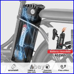 Foldable Electric Bike for Adults, 20 Fat Tire Ebike with 7 Speed, Max Range 110