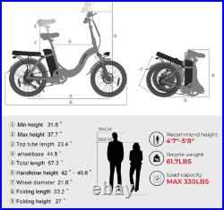 Foldable Electric Bike for Adults, 20 Fat Tire Ebike with 7 Speed, Max Range 110