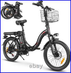 Foldable Electric Bike for Adults, 20 Fat Tire Ebike with 7 Speed, Max Range 110