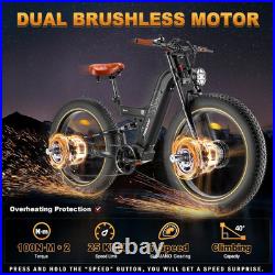 Freesky M530 Dual Motor Electric Mountain Bicycle 48V 30Ah 26in Fat Tire E-Bike