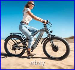 Long-Rang Electric Bike 48V 17.5Ah 26 Fat Tire E-Bike Dual Motor Bicycle UK NEW