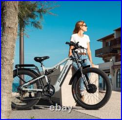 Long-Rang Electric Bike 48V 17.5Ah 26 Fat Tire E-Bike Dual Motor Bicycle UK NEW