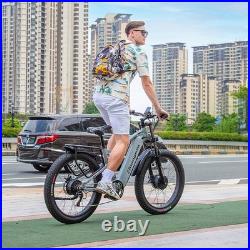 Long-Rang Electric Bike 48V 17.5Ah 26 Fat Tire E-Bike Dual Motor Bicycle UK NEW