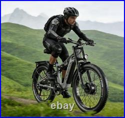 Long-Range 26 Fat Tyre Electric Bike 48V Dual Motor E-Bike Full Suspension NEW