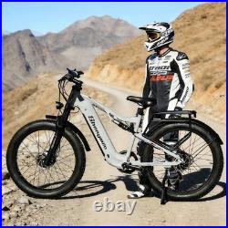 Long-Range 26 Fat Tyre Electric Bike 48V Dual Motor E-Bike Full Suspension NEW