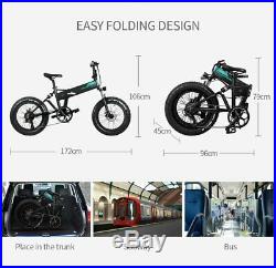 M1 Folding Electric Bike 20 In Fat Tires 250W Motor 7 Speeds 12.5A