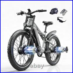 New E-Bike 26 Fat Tyre Electric Mountain Bike 48V 17.5Ah Dual Motor UK Stock
