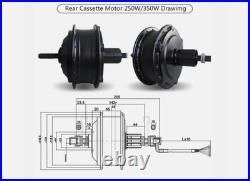 Rear Brushless Hub Motor with Waterproof 9 Pin Connec 48V 250W + cassette