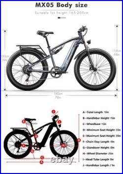 Shengmilo MX05 26 Electric Mountain Bike 48V 17.5AH Full Suspension E-Bike 90KM