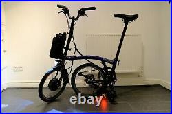 Slightly Used Brompton electric folding bike Bolt Blue Lacquer H6L New Motor