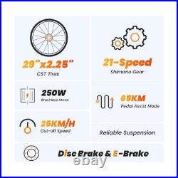 Touroll U1 29 Electric Bikes 250W Motor 21-Speed Shimano E-Bike/E-Mountain Bike