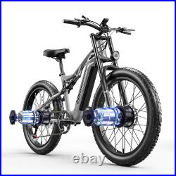 UK Dual Motor Electric Bike 26'' 48V Off-Road Fat Tyre E bike Oil Brakes NEW