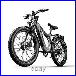 UK Dual Motor Electric Bike 26'' 48V Off-Road Fat Tyre E bike Oil Brakes NEW