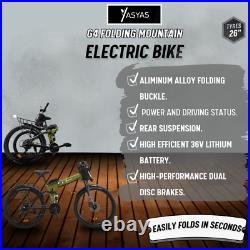 Yasyas 26 Folding Electric Mountain Bike, 250W Motor, 36V Battery, G4 Army Green Yasyas 26 Folding Electric Mountain Bike, 250W Motor, 36V Battery, G4 Army Green