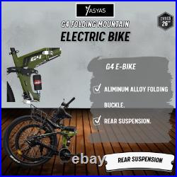 Yasyas 26 Folding Electric Mountain Bike, 250W Motor, 36V Battery, G4 Army Green Yasyas 26 Folding Electric Mountain Bike, 250W Motor, 36V Battery, G4 Army Green