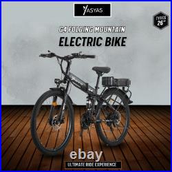 Yasyas 26 Folding Electric Mountain Bike, 250W Motor, 36V Battery, G4 Black