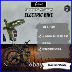 Yasyas 26 Folding Electric Mountain Bike, 250W Motor, 36V Battery, G4 Black