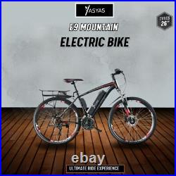 Yasyas E-Bike 26in Tyre Mountain Electric Bike 250W Motor 36V Battery E9 Black