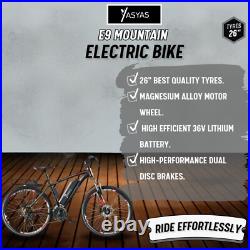 Yasyas E-Bike 26in Tyre Mountain Electric Bike 250W Motor 36V Battery E9 Black