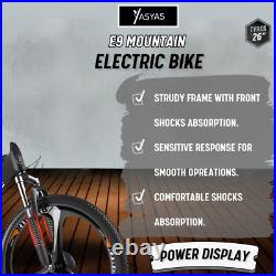 Yasyas E-Bike 26in Tyre Mountain Electric Bike 250W Motor 36V Battery E9 Black